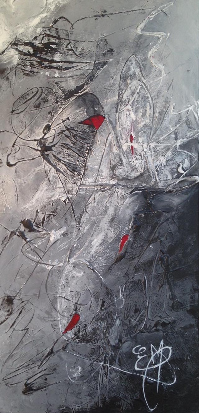 tableau, toile, oeuvre, peinture, painting, peintre, acrylique, abstrait, abstract,multicolore, plusieurs, couleurs, coloré, couteau, pinceau, Estelle, Estel, moderne, contemporain, design, unique, original, pas cher, achat, vente, format, artiste, original, decoration, intérieur, beau, magnifique, , image, dimension, taille, représentations, papillons, noir, gris, blanc, rouge, nuances, authentique, fées, histoire