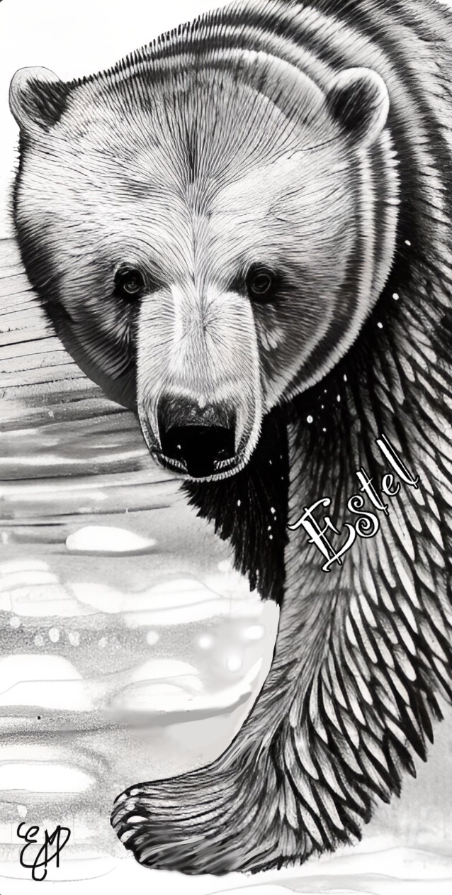 animal/animals/ours/polaire/polar/bear/portrait/animalier/tableau/oeuvre/contemporaine/moderne/num&eacute;rique/peinture/dessin/nature/cadeau/d&eacute;coration/homedecor/homedesign/art/Estel/illustration/petportrait/1