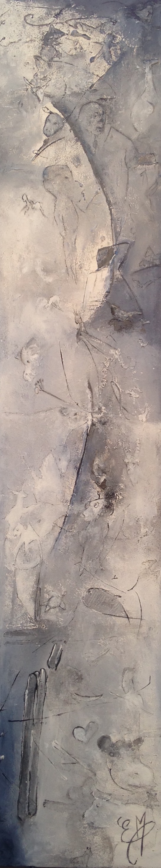 tableau, toile, oeuvre, peinture, painting, peintre, acrylique, abstrait, abstract,multicolore, plusieurs, couleurs, coloré, couteau, pinceau, Estelle, Estel, moderne, contemporain, design, unique, original, pas cher, achat, vente, format, artiste, original, decoration, intérieur, beau, magnifique, , image, dimension, taille, représentations, formes, Rupestre, dessins, grotte, lascaux, gravure, noir, gris, blanc, bleuté, nuances, animaux, histoire