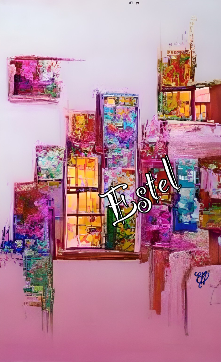 tableau/oeuvre/contemporain/moderne/numérique/peinture/dessin/abstrait/abstract/street/art/cadeau/décoration/home décor/homedesign/art/Estel/illustration/color/couleurs/original/coloré/Rose/ forme/ville/géométrique/17i