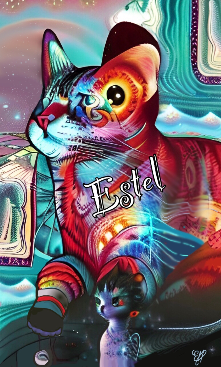 tableau/oeuvre/contemporain/moderne/num&eacute;rique/peinture/dessin/abstrait/abstract/street/art/cadeau/d&eacute;coration/home d&eacute;cor/homedesign/art/Estel/illustration/color/couleurs/original/color&eacute;/6/chat