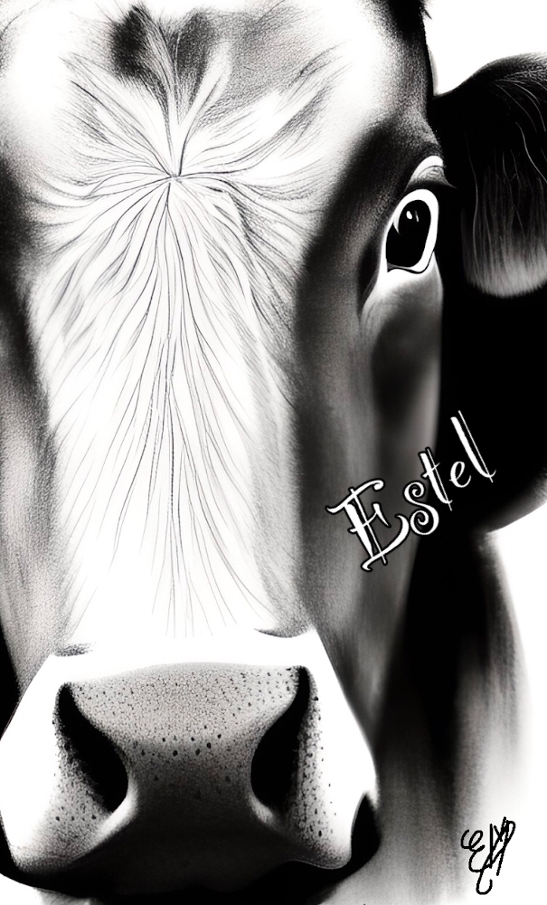 animal/animals/vache/vosgienne/cow/portrait/animalier/tableau/oeuvre/contemporaine/moderne/num&eacute;rique/peinture/dessin/nature/cadeau/d&eacute;coration/homedecor/homedesign/art/Estel/illustration/petportrait/2