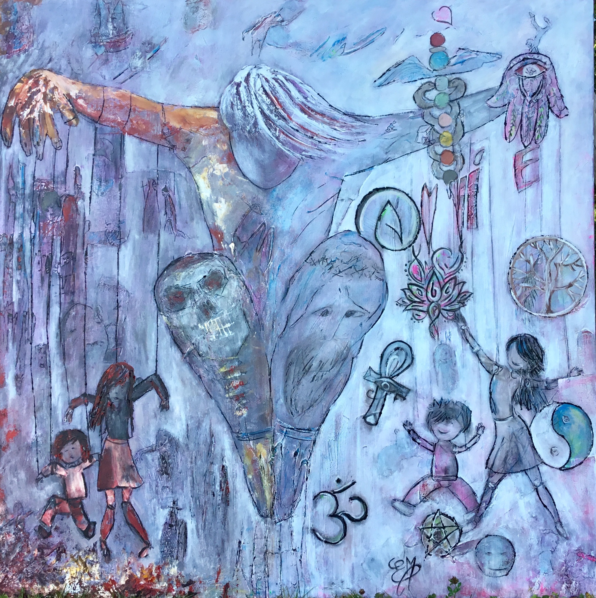 tableau, toile, oeuvre, peinture, painting, peintre, acrylique, abstrait, abstract,multicolore, plusieurs, couleurs, coloré, couteau, pinceau, Estelle, Estel, moderne, contemporain, design, unique, original, pas cher, achat, vente, format, artiste, original, decoration, intérieur, beau, magnifique, , image, dimension, taille, représentations, bien, mal , arbre de vie, croix de vie, dualité, lotus, ying et yang, pentacle, caducée, hamsa, néant, mort