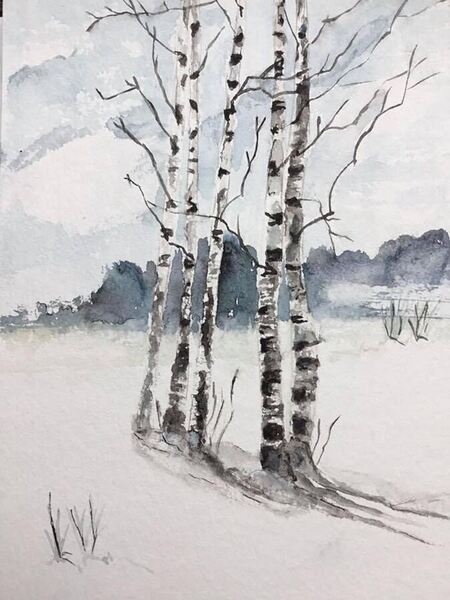 Aquarelle bouleaux 1